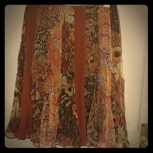 Maggie London multi Brown Silk Skirt 2P
